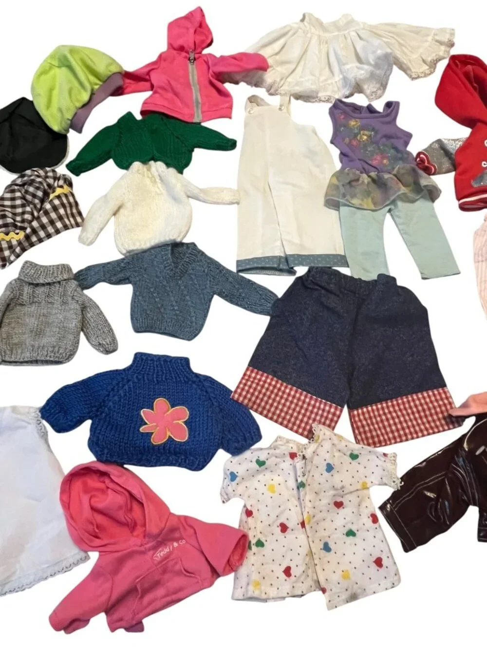 Vintage Teddy Bear Doll Clothes Lot Mixed Outfits Sweaters Hoodies Dresses Pants